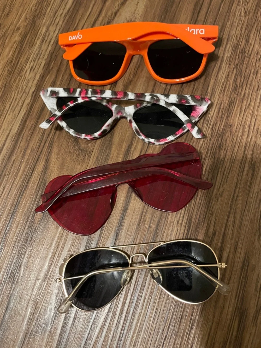 Kids Orange, Red heart, leopard cat eye and pineapple Sunglasses bundle